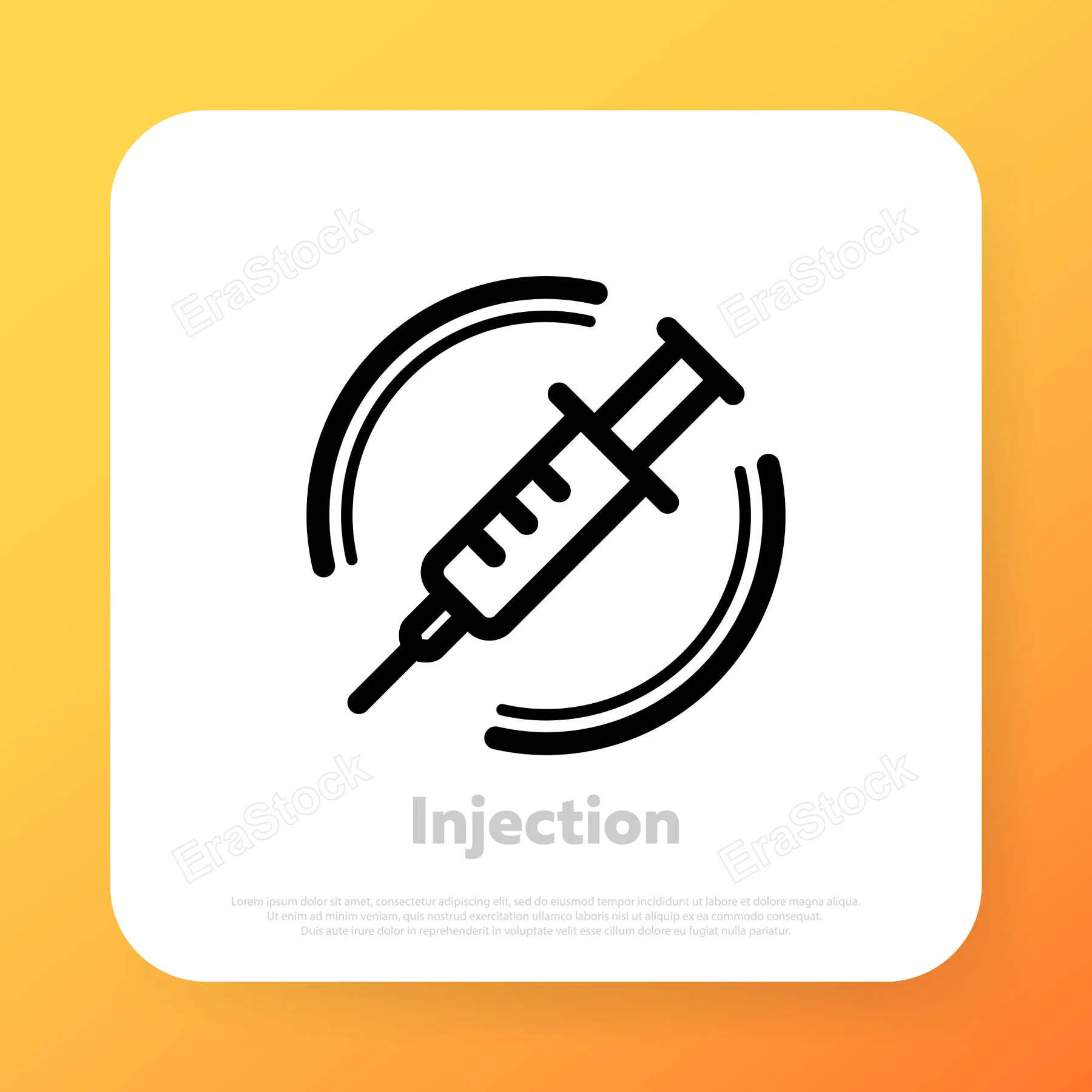 Dental injection icon. Anesthesia. Tooth care. Medical syringe. Vector line icon for Business and Advertising.