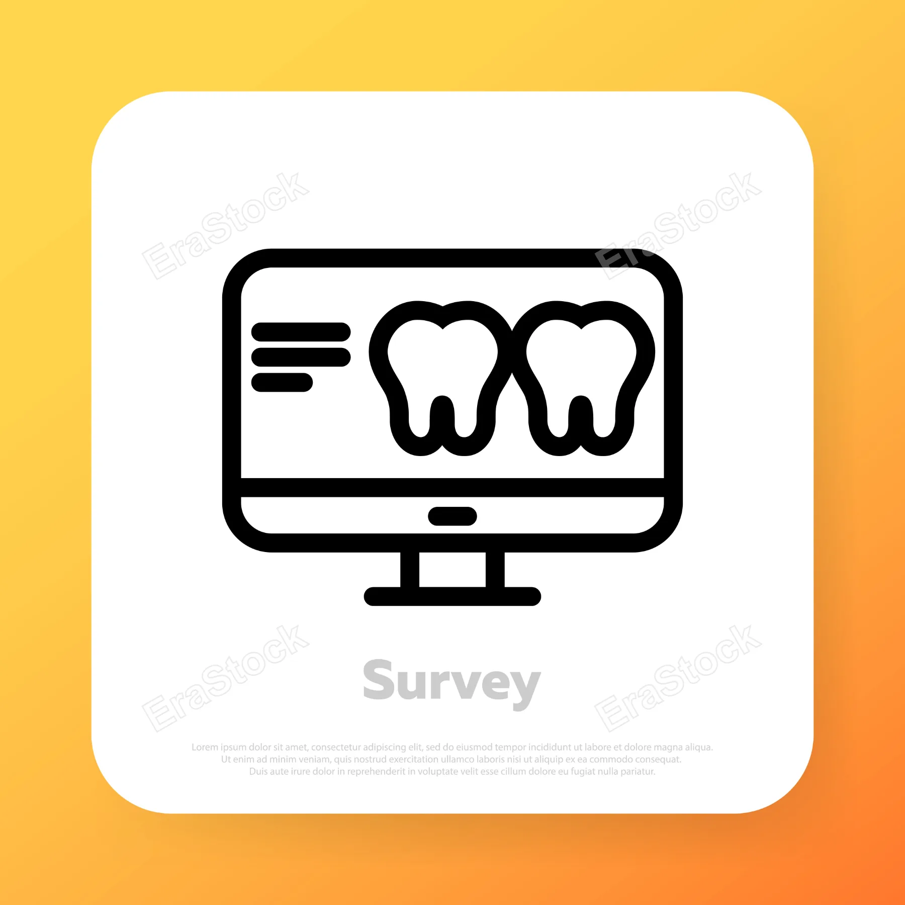 X ray of teeth on cpmputer icon. Dental anatomy. Professionals of ontology work. Dental clinic. Vector line icon for Business and Advertising.