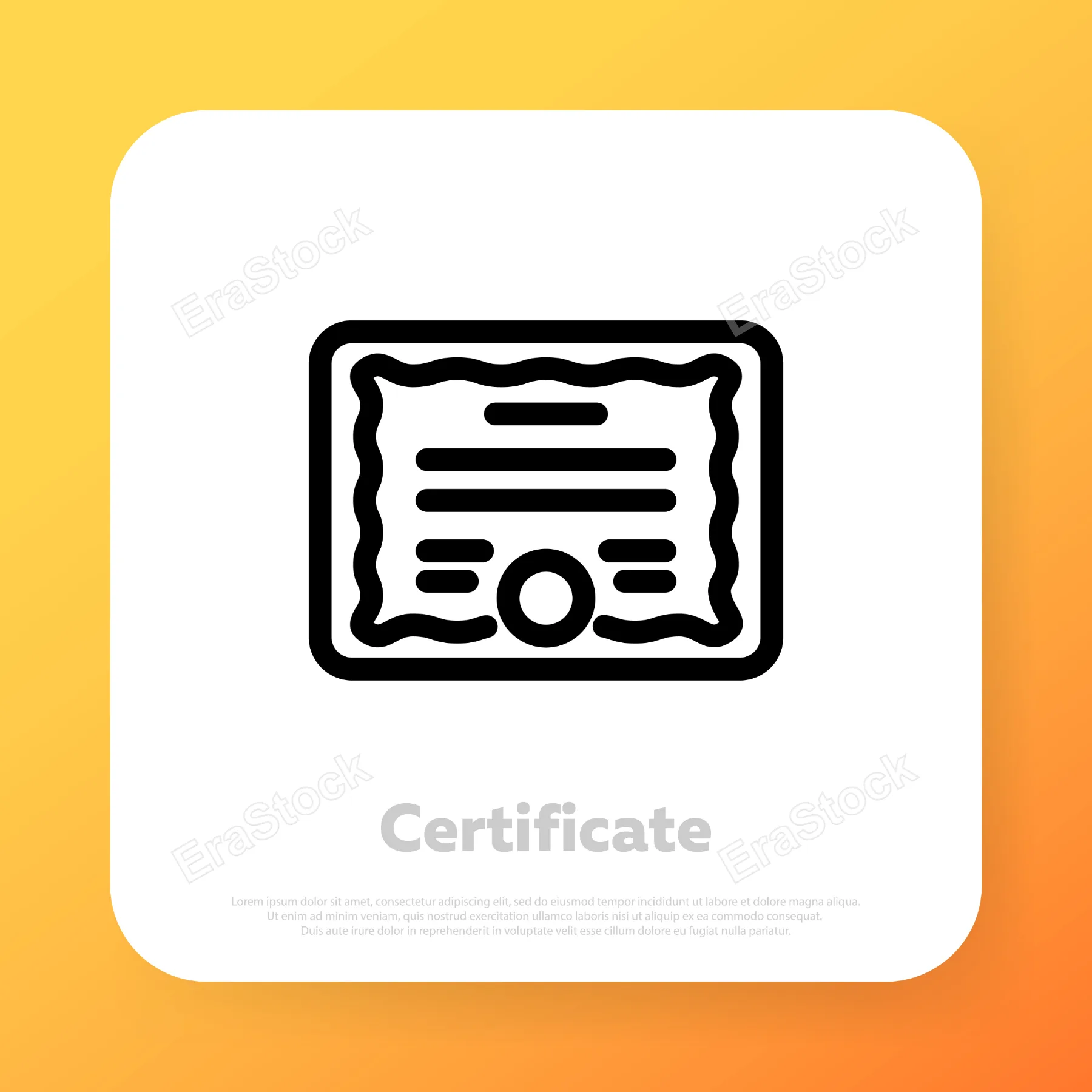Certificate icon. Diploma icon. Gift voucher. Award. Vector line icon for Business and Advertising.