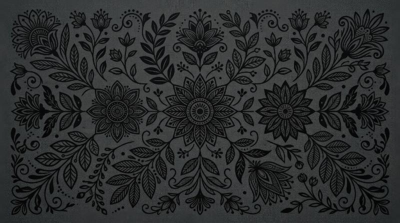 A black floral vector set with abstract flower silhouettes and geometric botanical motifs, elegant decorative forms, sophisticated ornamental mood, ultra-realistic, no logos.