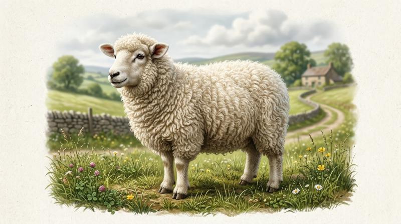 A sheep icon illustration with soft wool-like contour and simple pastoral charm, ultra-realistic, no logos.