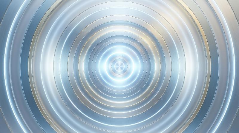 A clean business backdrop of abstract concentric rings with bright radial light, smooth textures and refined minimal symmetry for a polished presentation mood, ultra-realistic, no logos.