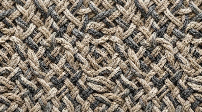 An abstract woven seamless pattern of braided lines, tactile textile illusion, rhythmic elegant structure, ultra-realistic, no logos.