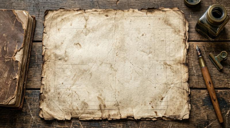 Antique parchment page set with grunge retro textures, old blank history-project sheets and scrapbook-ready vintage surfaces, ultra-realistic, no logos.
