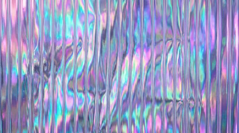 Seamless iridescent silver holographic foil with pastel prism reflections and corrugated glass refraction, vaporwave mood, ultra-realistic, no logos.