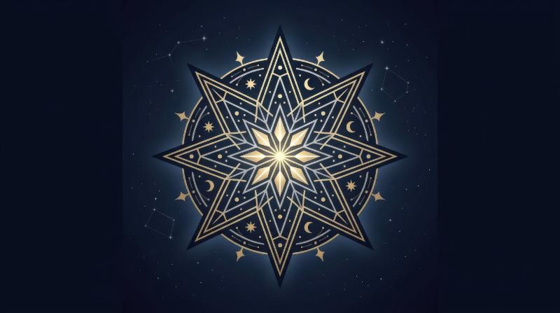A star shape vector icon with elegant celestial geometry, sharp clean silhouette, balanced decorative composition, ultra-realistic, no logos.