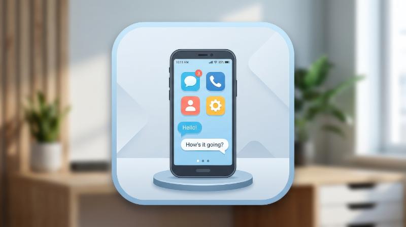 A cellphone icon in trendy flat style, sleek proportions, everyday communication mood, ultra-realistic, no logos.