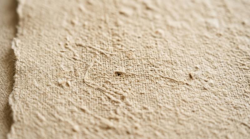 A soft beige textured surface resembling natural fabric and handmade paper, subtle grain, warm tactile calm and understated premium elegance, ultra-realistic, no logos.